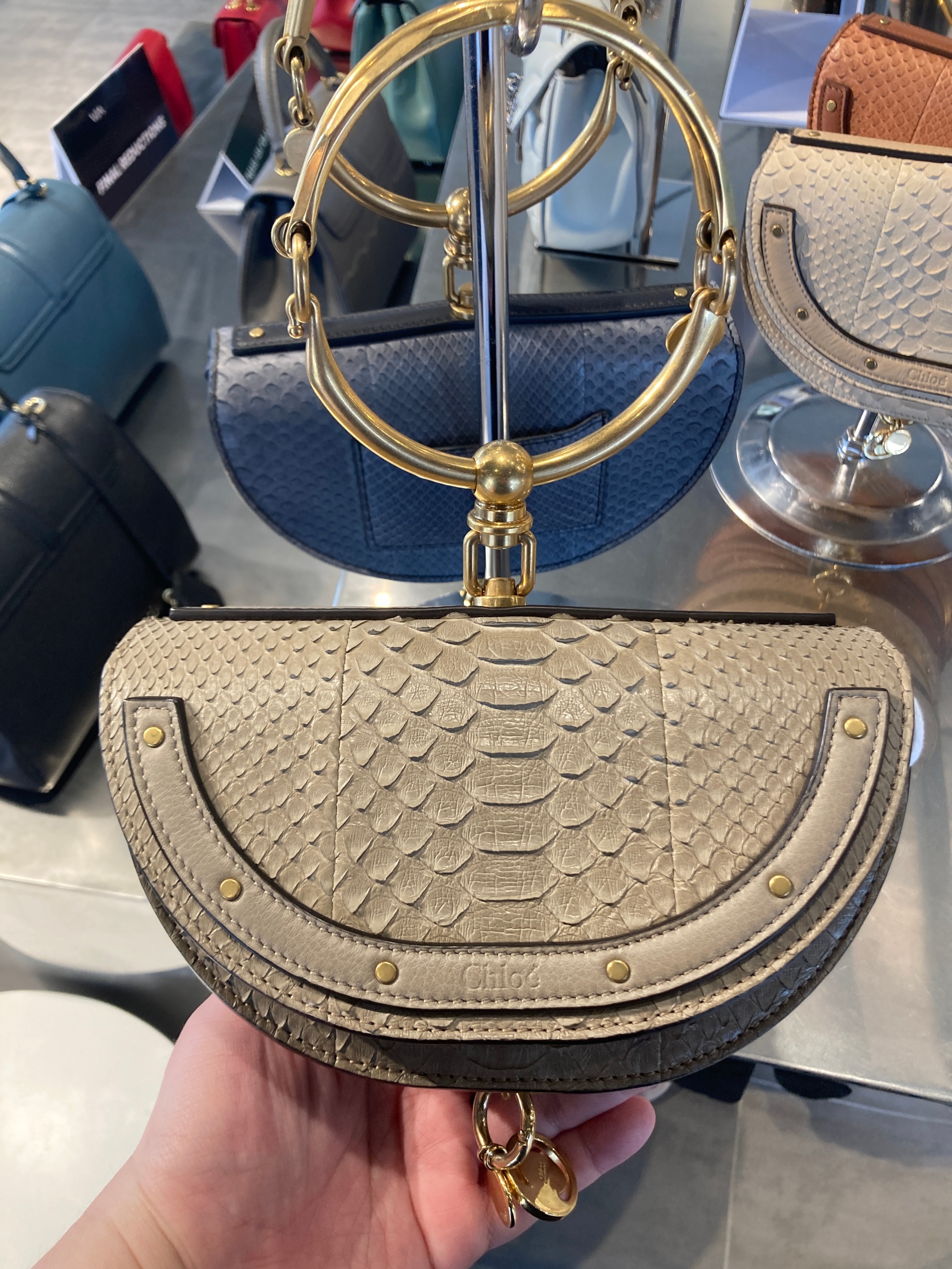 Chloé Croc-Embossed Small Nile Bracelet Bag